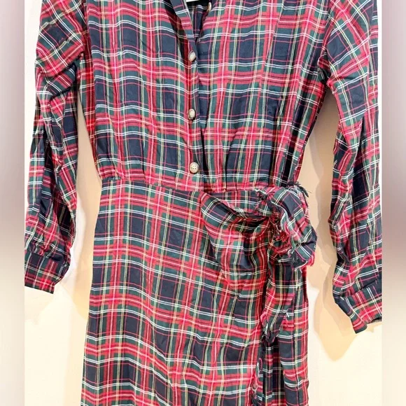 🔥NWT Talbots Women’s Plaid Wrap Shirtdress - Red & Black Size 4🔥 - Picture 3 of 5